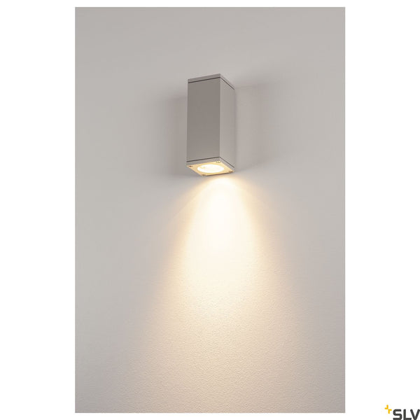 SLV THEO WALL OUT, wall light, square, silver-grey, GU10, max. 35W 229524