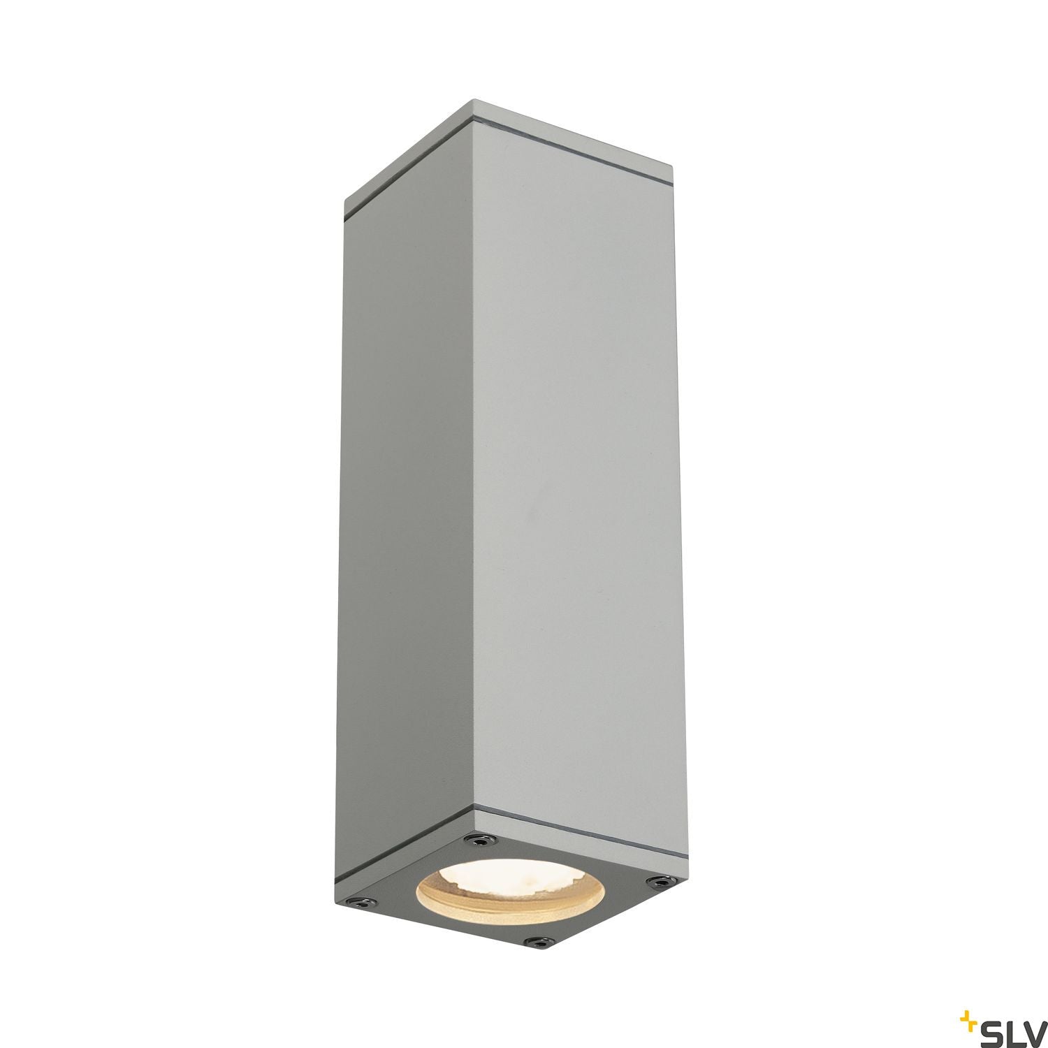 SLV THEO UP/DOWN OUT wall light, square, silver-grey GU10, max. 2x35W 229532