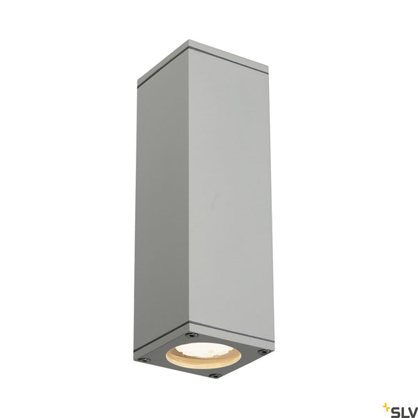 SLV THEO UP/DOWN OUT wall light, square, silver-grey GU10, max. 2x35W 229532