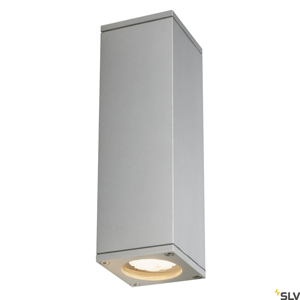 SLV THEO UP/DOWN OUT wall light, square, silver-grey GU10, max. 2x35W 229532