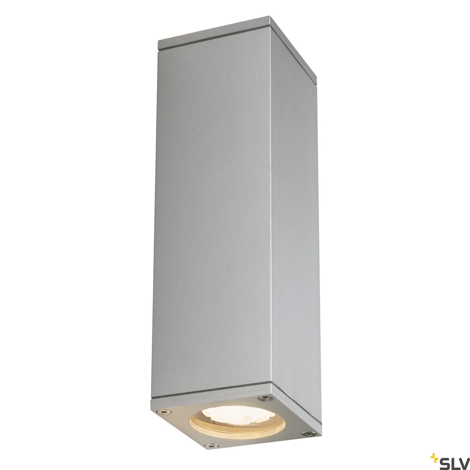 SLV THEO UP/DOWN OUT wall light, square, silver-grey GU10, max. 2x35W 229532
