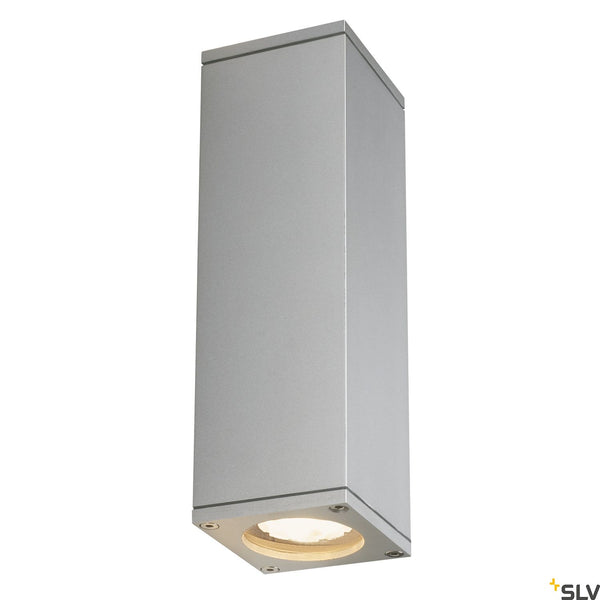 SLV THEO UP/DOWN OUT wall light, square, silver-grey GU10, max. 2x35W 229532