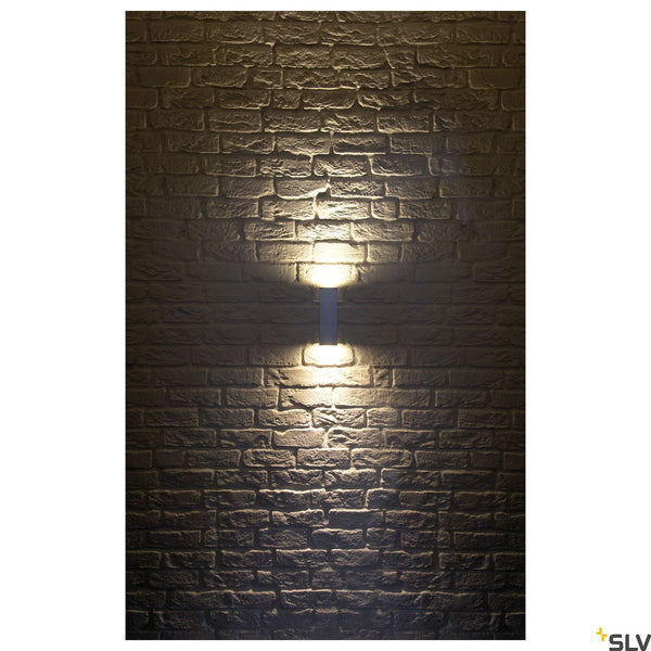 SLV THEO UP/DOWN OUT wall light, square, silver-grey GU10, max. 2x35W 229532
