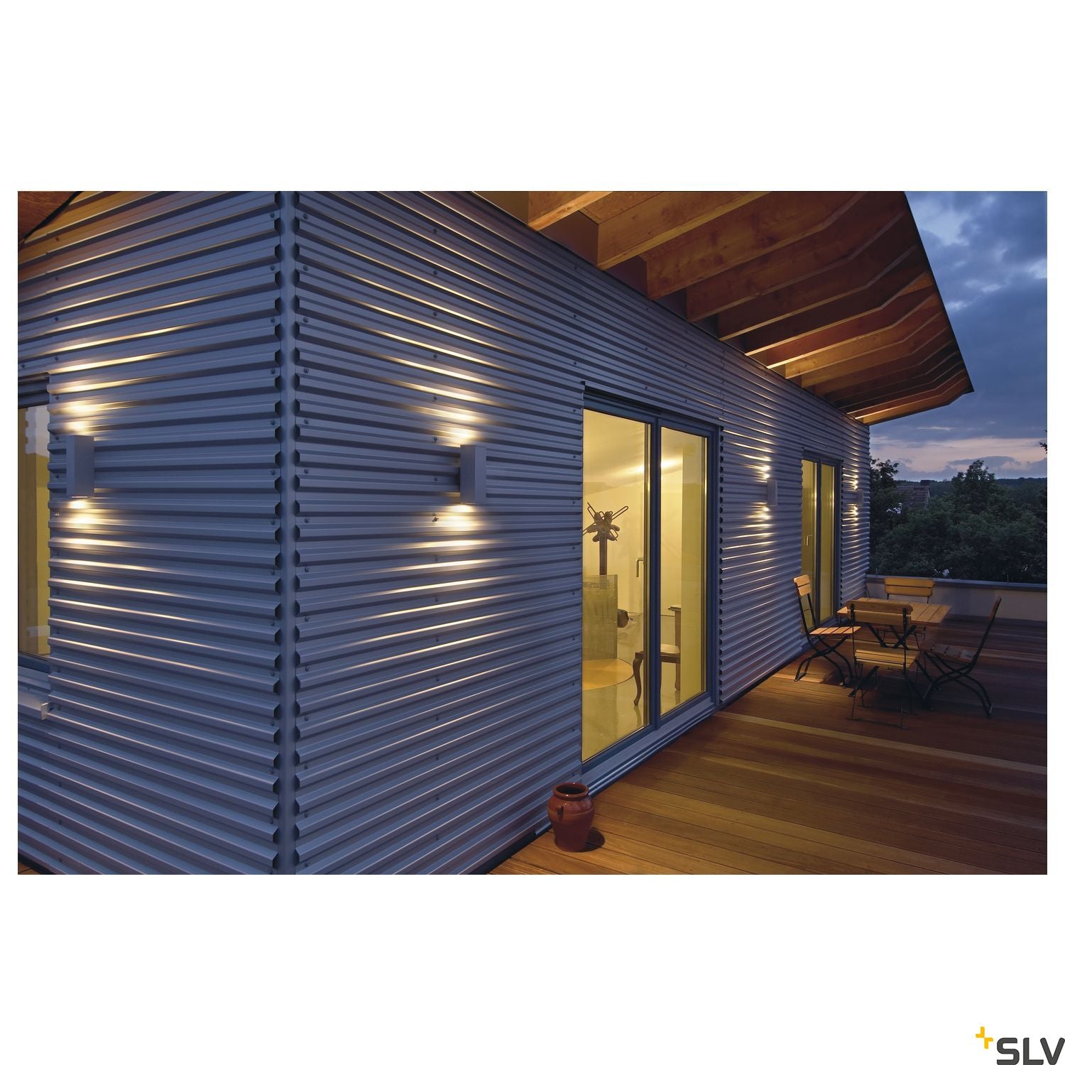 SLV THEO UP/DOWN OUT wall light, square, silver-grey GU10, max. 2x35W 229532