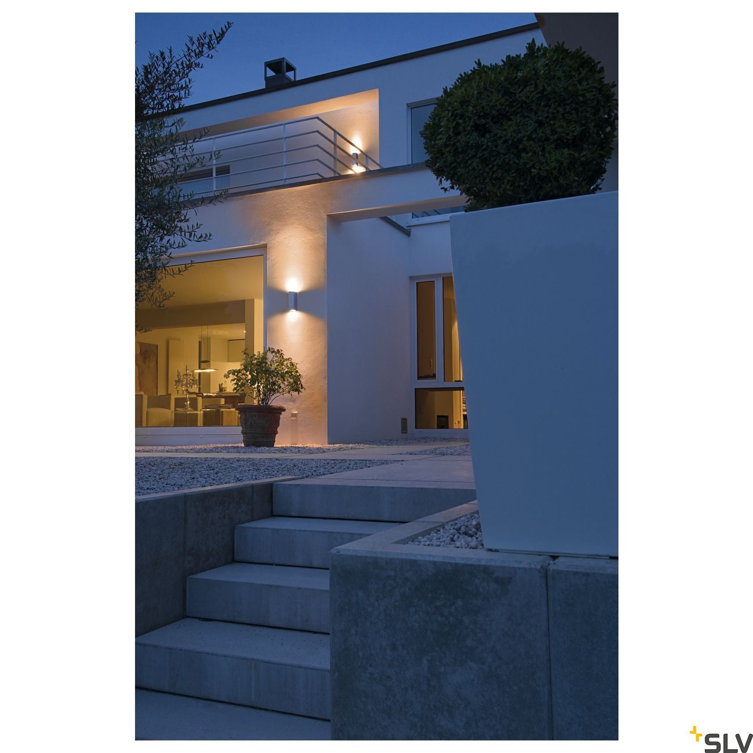 SLV THEO UP/DOWN OUT wall light, square, silver-grey GU10, max. 2x35W 229532