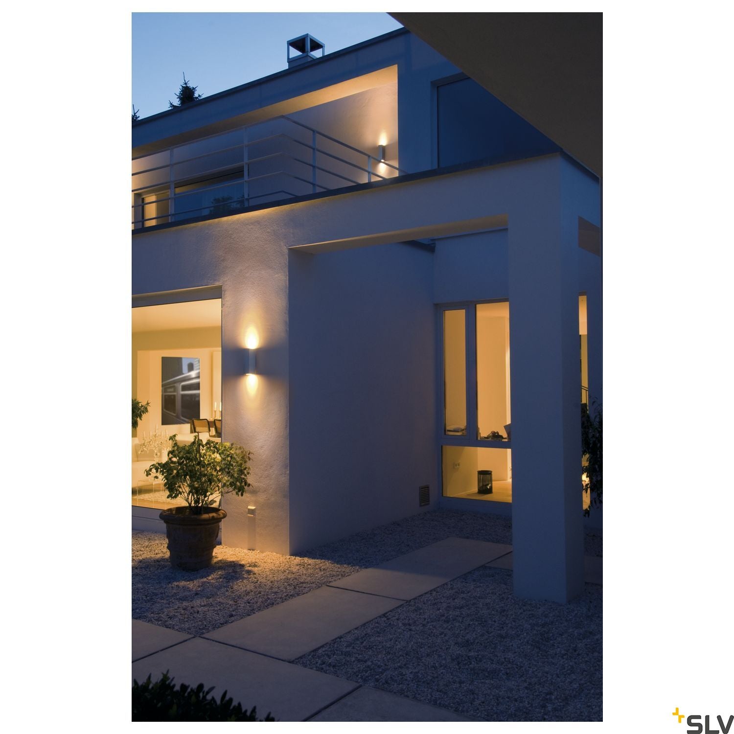 SLV THEO UP/DOWN OUT wall light, square, silver-grey GU10, max. 2x35W 229532