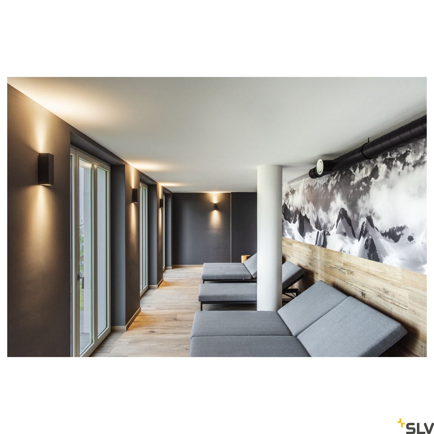 SLV THEO UP-DOWN OUT wall light, square, anthracite, GU10, max. 2x35W 229535