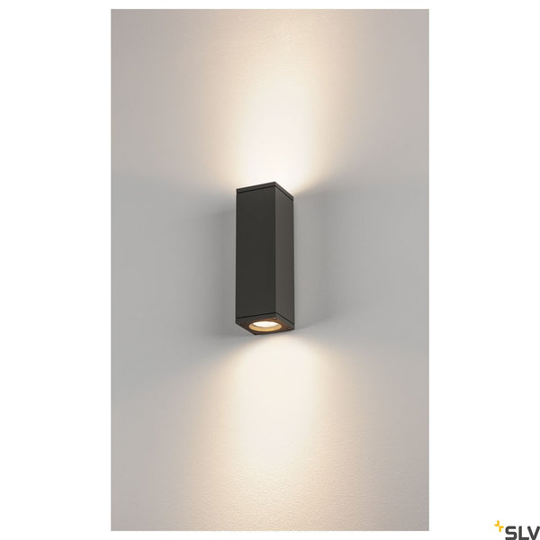 SLV THEO UP-DOWN OUT wall light, square, anthracite, GU10, max. 2x35W 229535