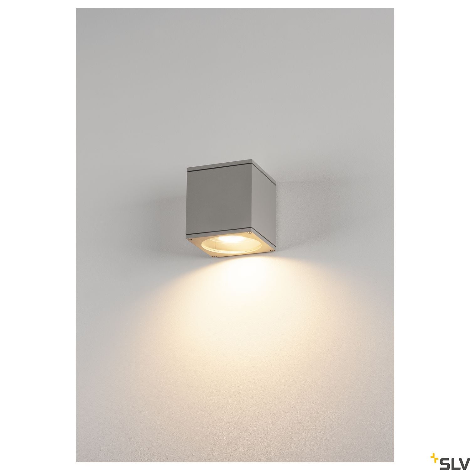 SLV BIG THEO WALL OUT wall light, square, silver-grey, ES111, max. 75W 229564