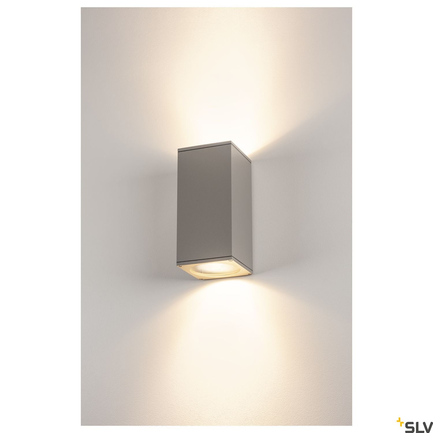 SLV BIG THEO UP/DOWN OUT wall light , square, silver-grey, ES111, max. 2x75W 229574
