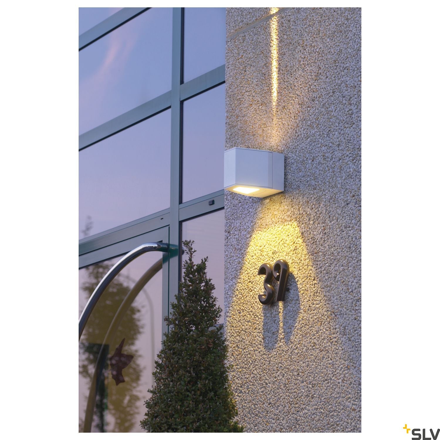SLV OUT BEAM LED wall light, beam up / flood down, silver-grey, IP44 229664