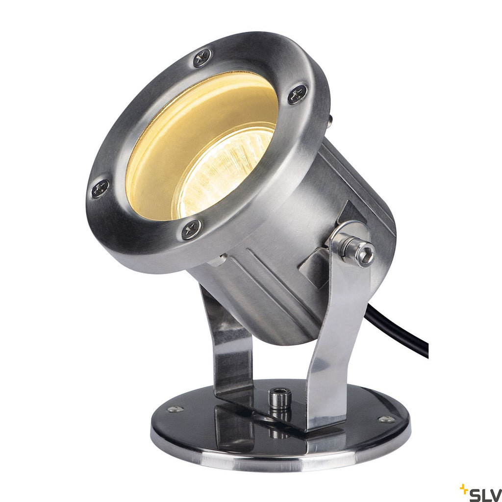 SLV NAUTILUS, outdoor floodlight, QPAR51, stainless steel, max. 35W, incl. 1.5m cable 229741