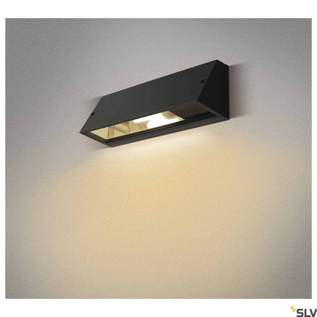SLV PEMA SQUARE wall light, black, E27, max. 15W 230030