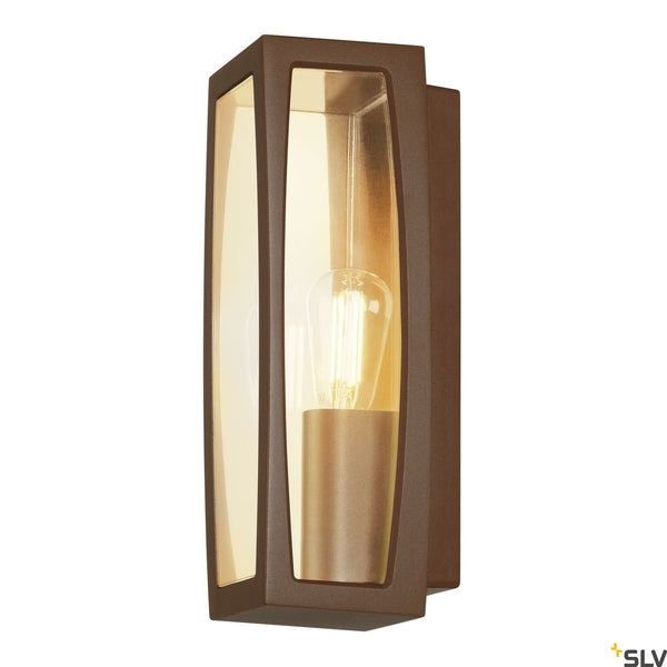 SLV MERIDIAN BOX 2 wall light, rust, E27, max. 25W, IP54 230657