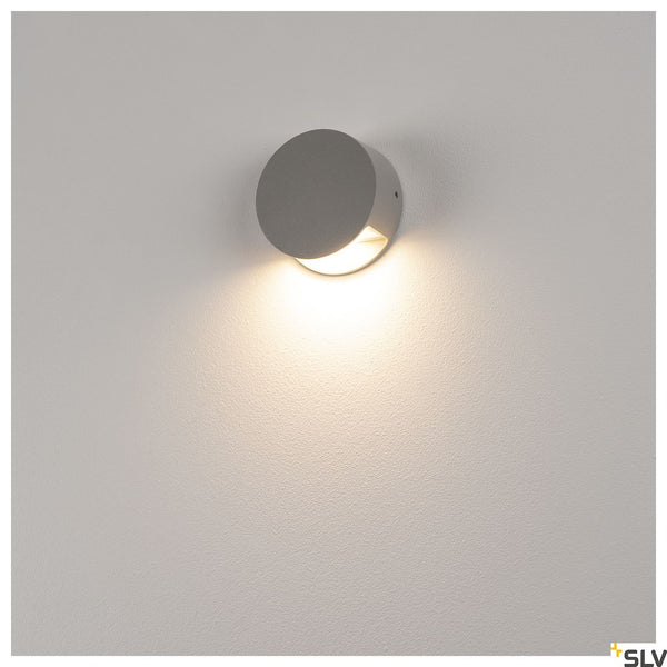 SLV PEMA LED wall light, silver-grey, 3.3W LED, 3000K, IP44 231012