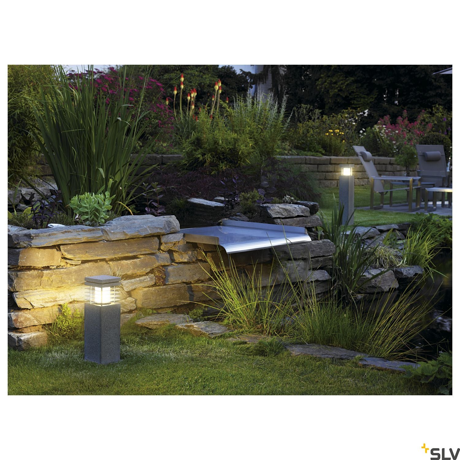 SLV ARROCK GRANITE 40 bollard light, granite, salt & pepper, E27, max. 15W, IP44 231410