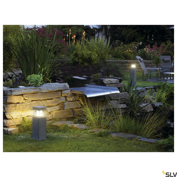 SLV ARROCK GRANITE 40 bollard light, granite, salt & pepper, E27, max. 15W, IP44 231410