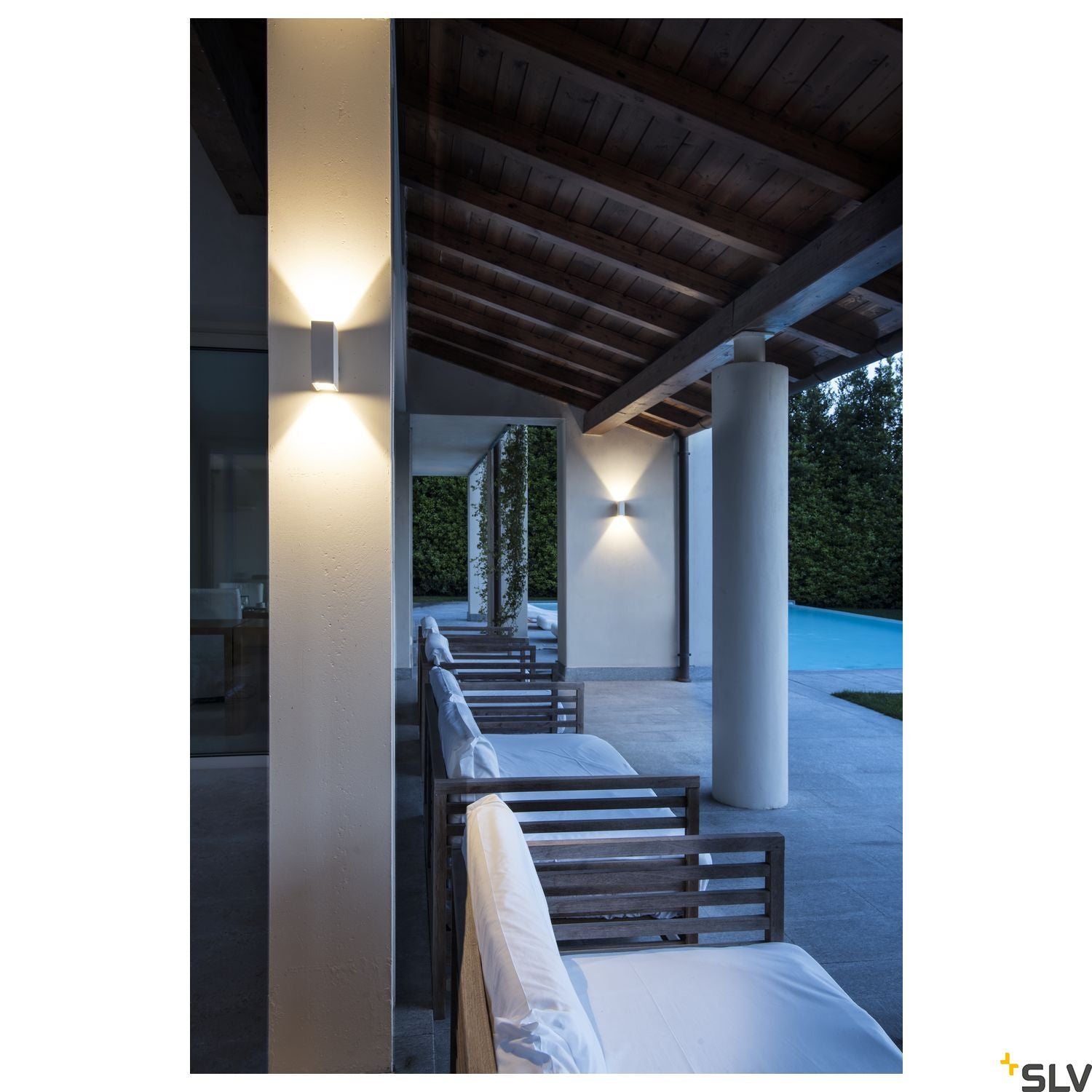 SLV QUAD 2 XL wall light, square, white, 2x 3.2W COB LED, 3000K, IP44, up/down 232441