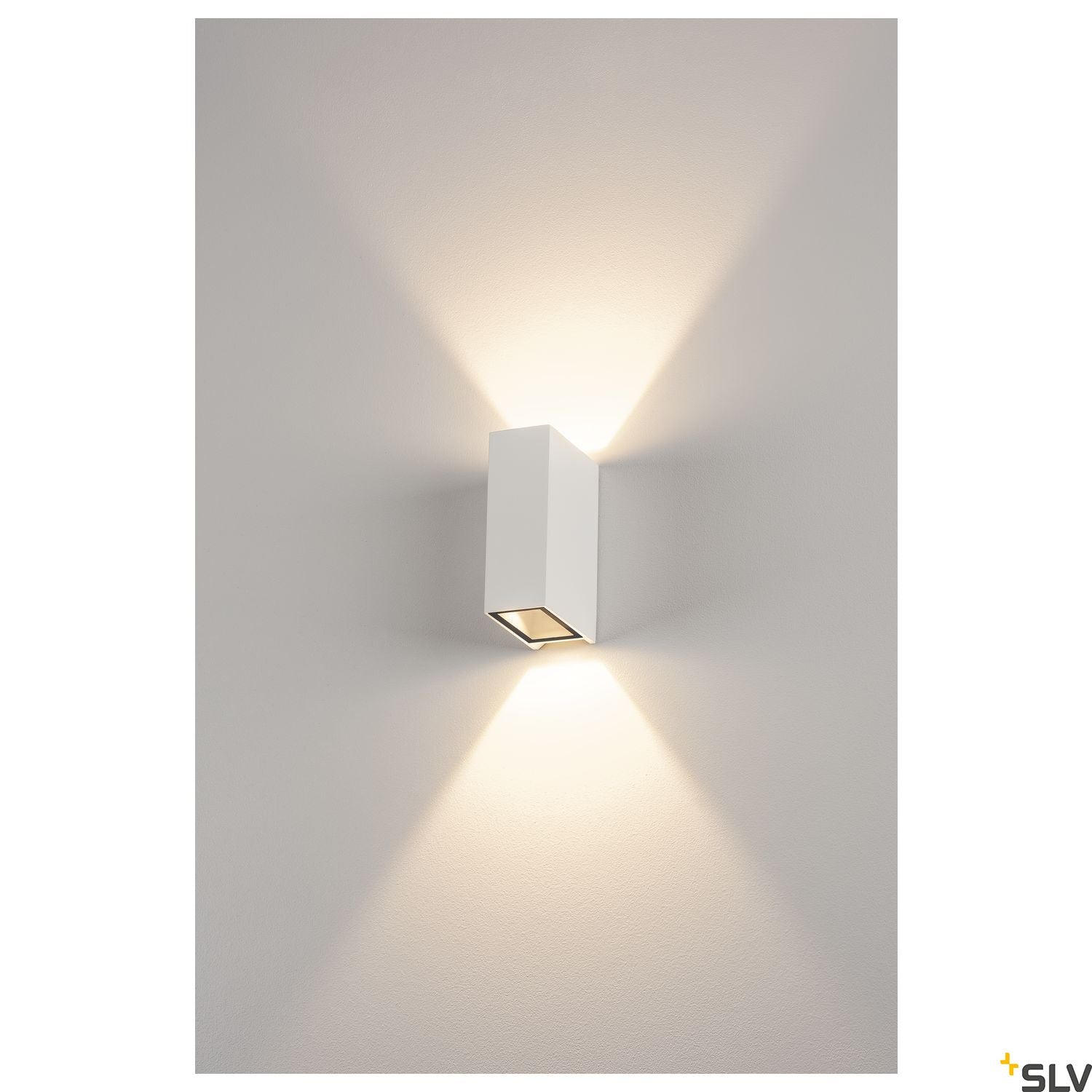SLV QUAD 2 XL wall light, square, white, 2x 3.2W COB LED, 3000K, IP44, up/down 232441