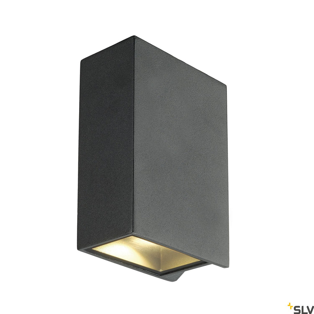 SLV QUAD 2 XL wall light, square, anthracite, 2x 3.2W COB LED, 3000K, IP44, up/down 232445