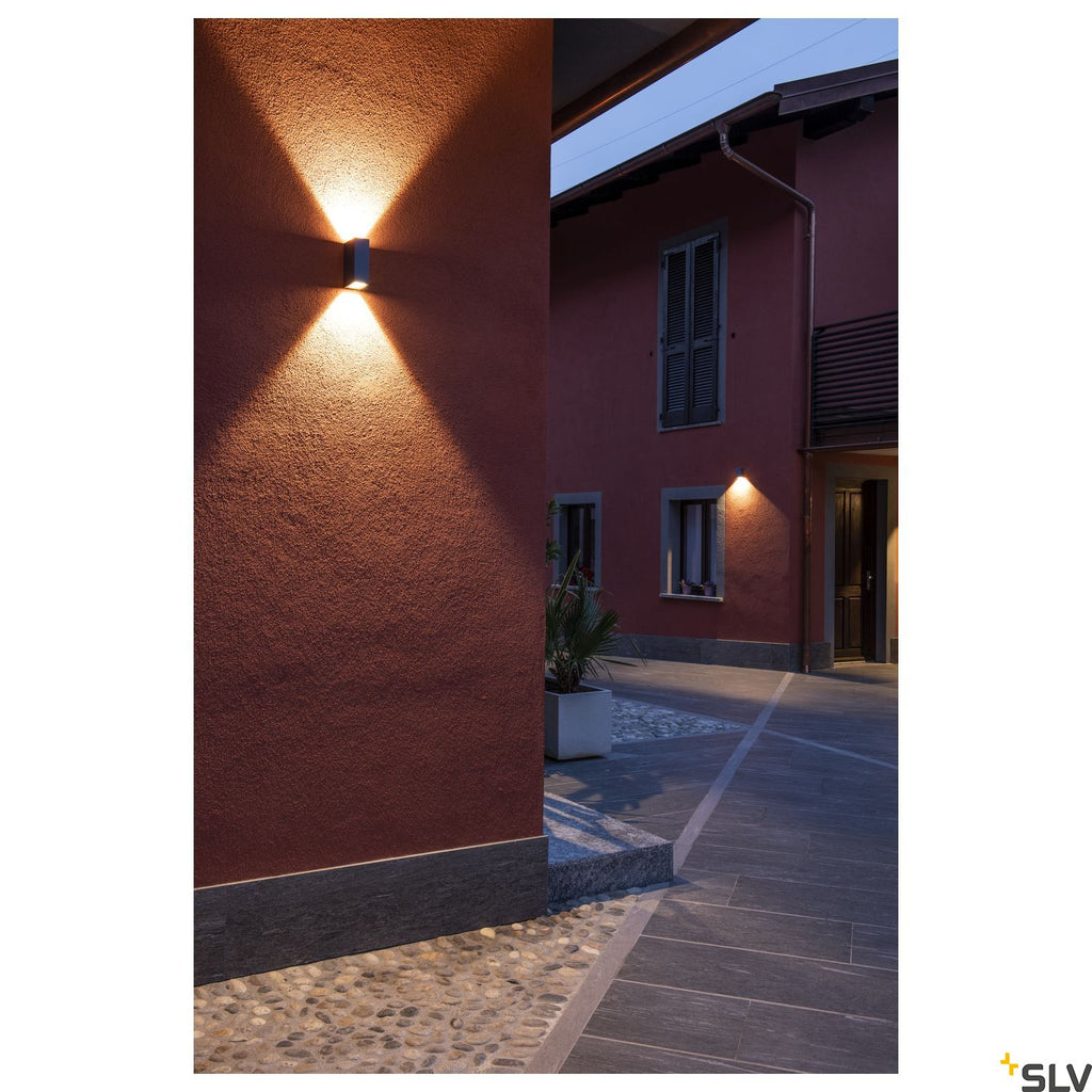 SLV QUAD 2 XL wall light, square, anthracite, 2x 3.2W COB LED, 3000K, IP44, up/down 232445