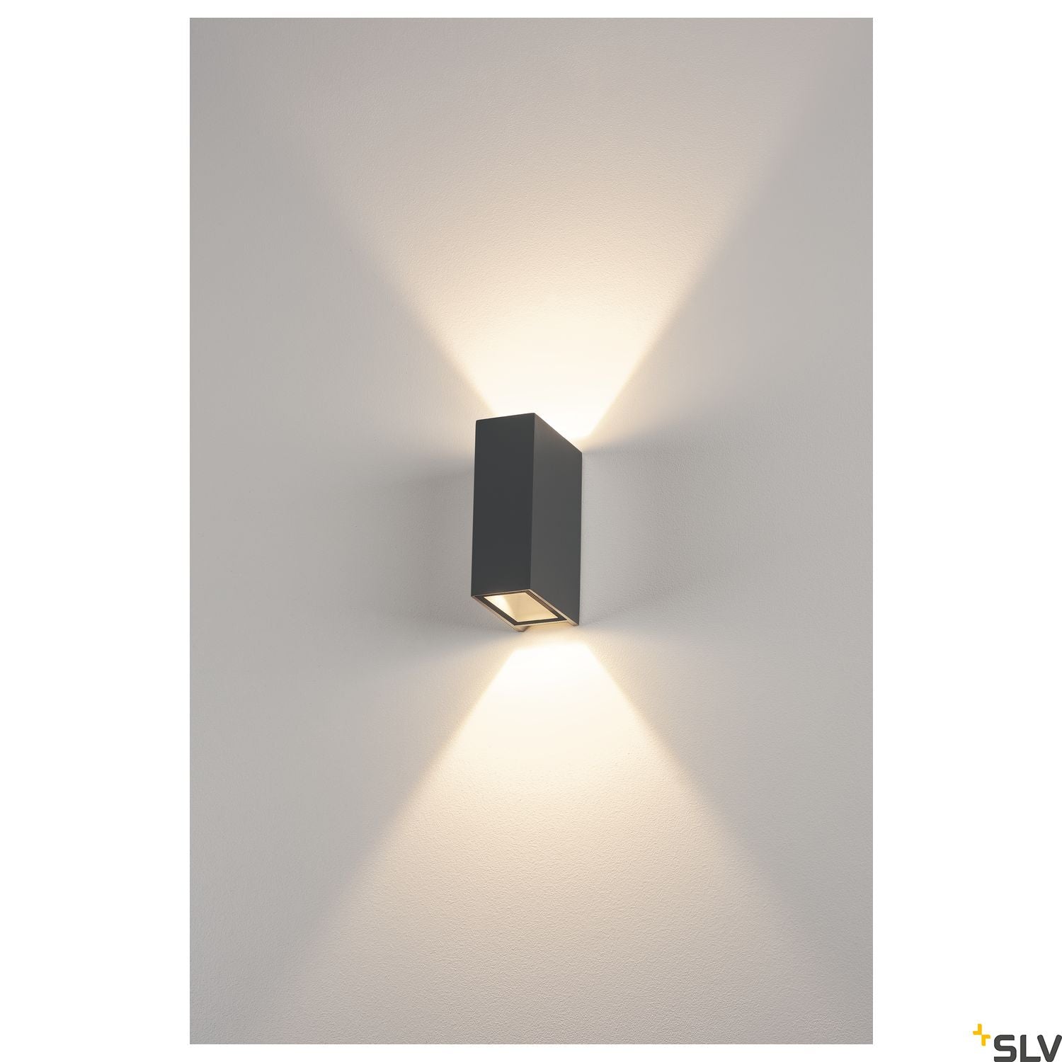 SLV QUAD 2 XL wall light, square, anthracite, 2x 3.2W COB LED, 3000K, IP44, up/down 232445