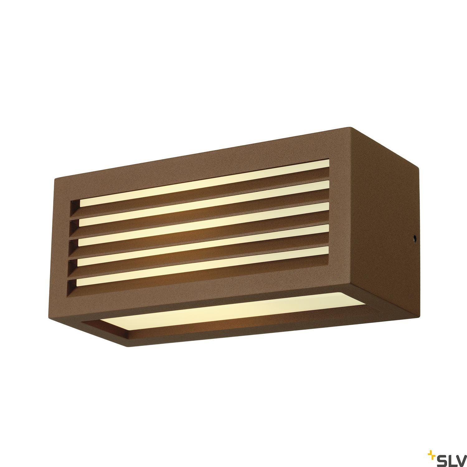 SLV BOX-L E27 wall light, square, rust, E27, max. 18W, IP44 232497