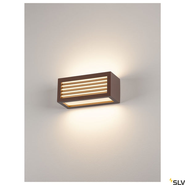 SLV BOX-L E27 wall light, square, rust, E27, max. 18W, IP44 232497