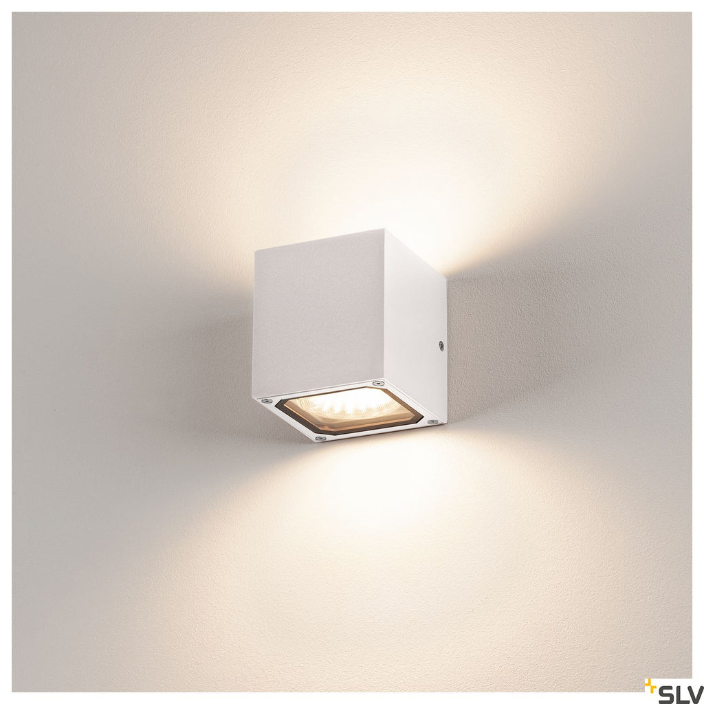 SLV SITRA CUBE wall light, white, GX53, max. 9W, IP44 232531