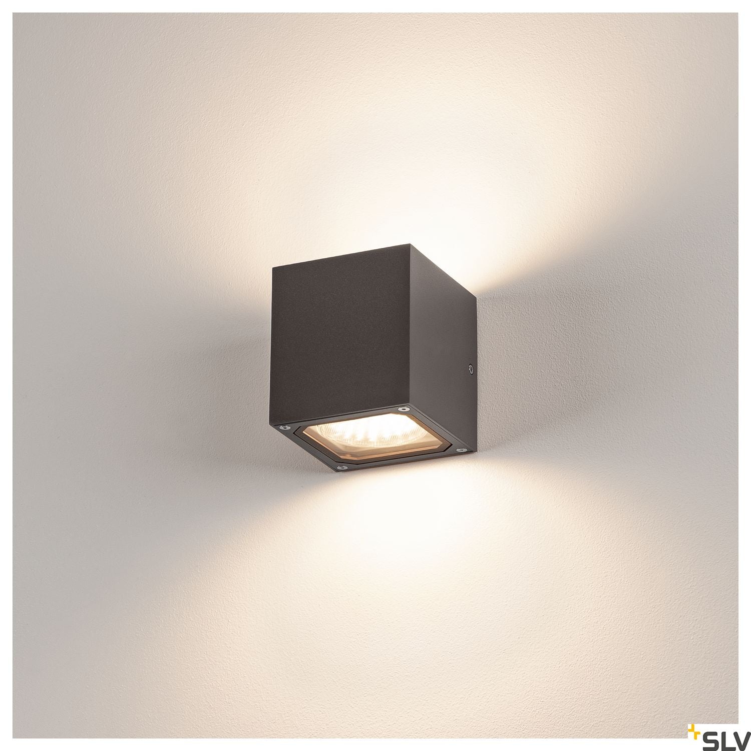 SLV SITRA CUBE wall light, anthracite, GX53, max. 9W, IP44 232535
