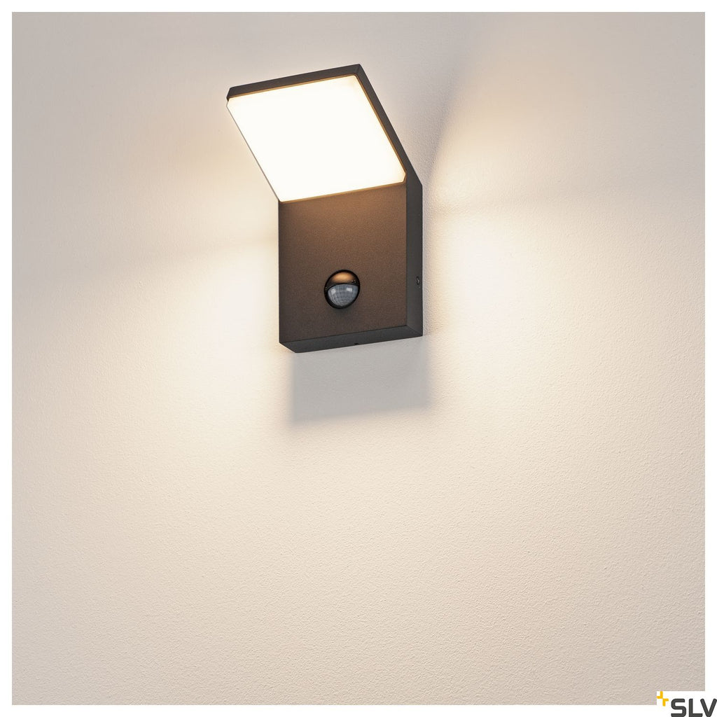 SLV ORDI LED wall light, anthracite, SMD LED, 3000K, IP44, with motion sensor 232915