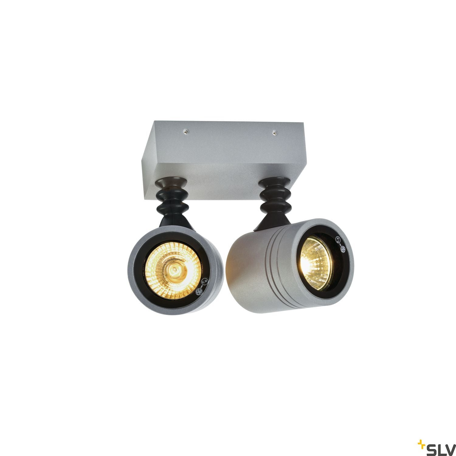 SLV NEW MYRA WALL SPOT, silver-grey, 2x GU10, max. 2x 50W, IP55 233094