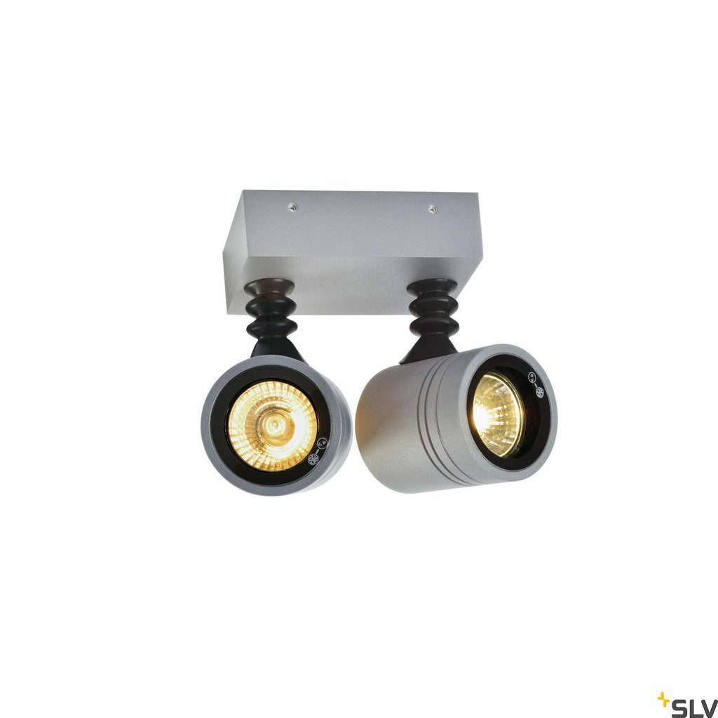 SLV NEW MYRA WALL SPOT, silver-grey, 2x GU10, max. 2x 50W, IP55 233094