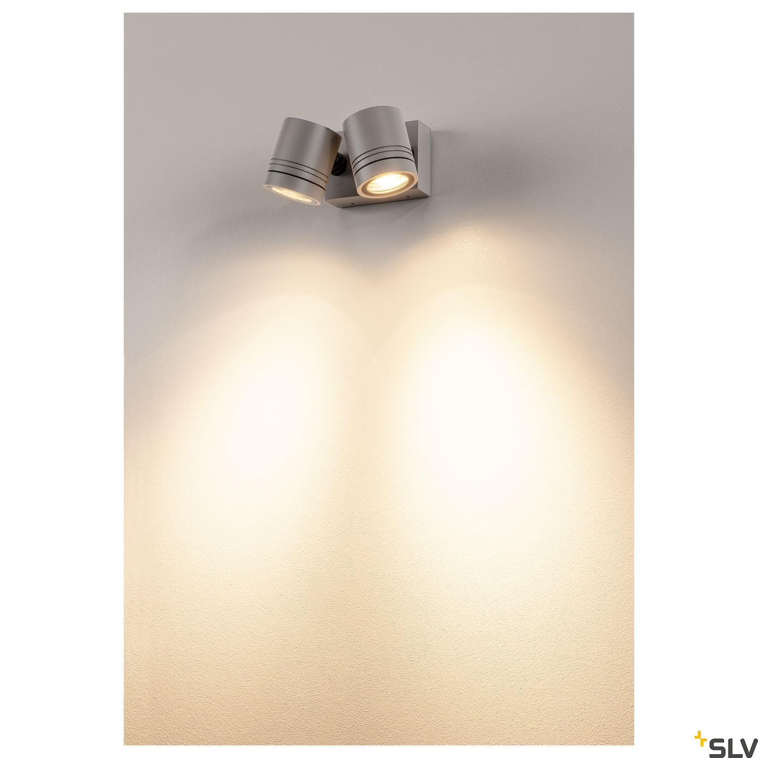 SLV NEW MYRA WALL SPOT, silver-grey, 2x GU10, max. 2x 50W, IP55 233094