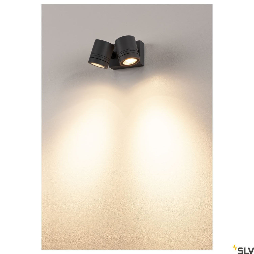 SLV NEW MYRA WALL SPOT, anthracite , 2x GU10, max. 2x 50W, IP55 233095