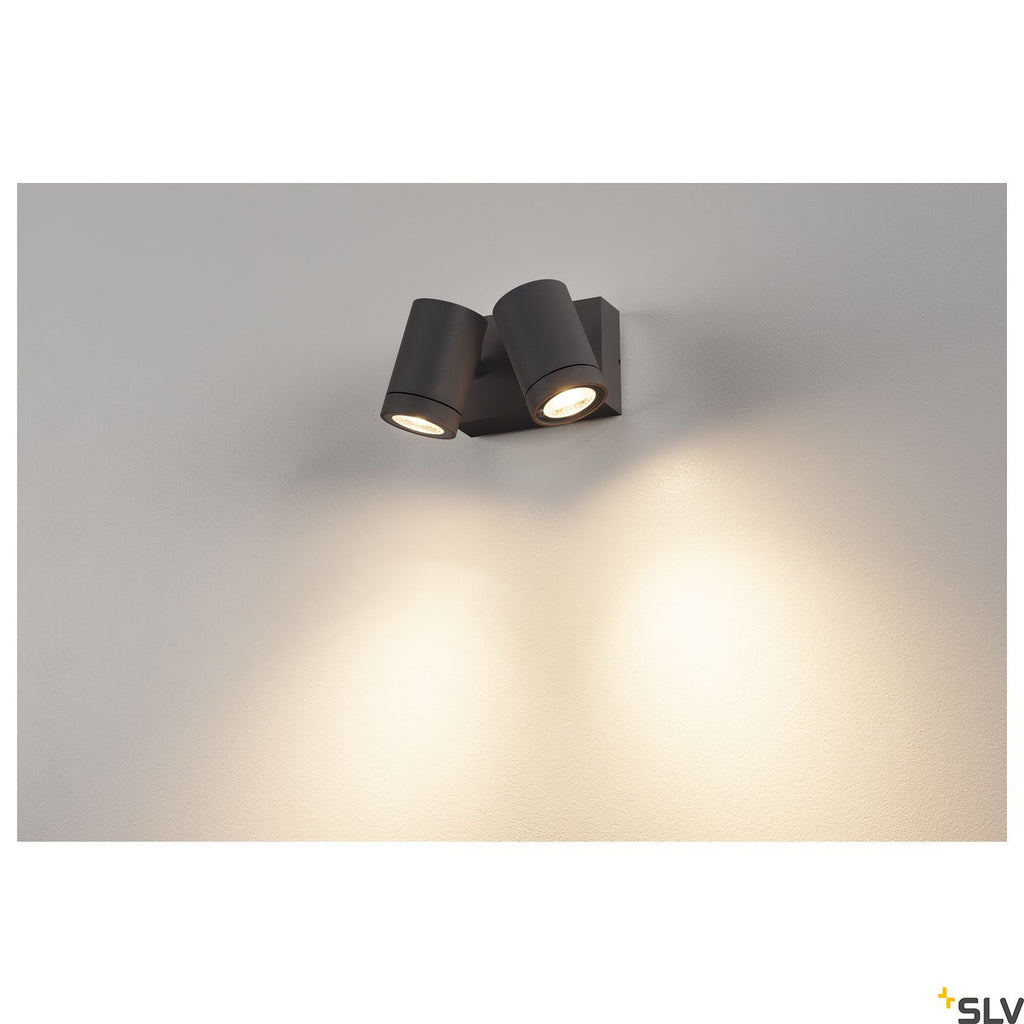 SLV HELIA wall light, sandy anthracite, 2x8W LED, 3000K 233255