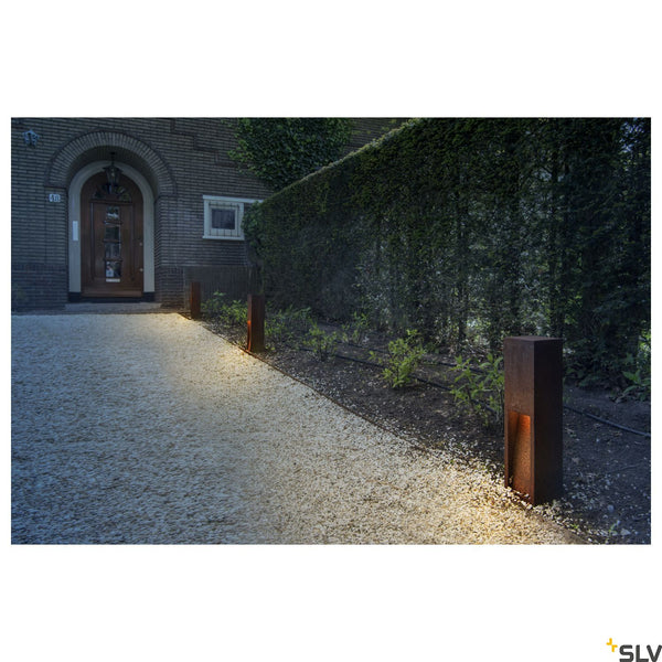 SLV RUSTY 50 LED SLOT floor stand, rusted iron, 8.6W COB LED, 3000K, IP55 233447