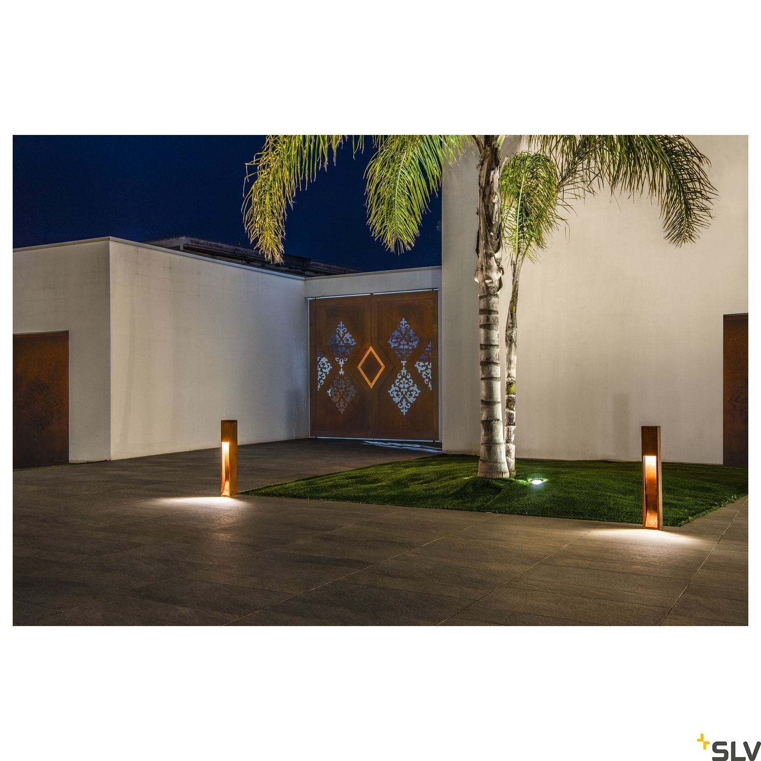 SLV RUSTY 80 LED SLOT floor stand, rusted iron, 8.6W COB LED, 3000K, IP55 233457