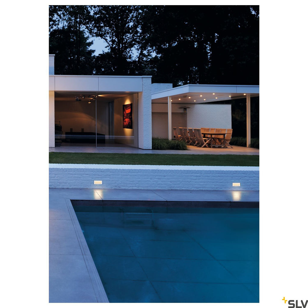 SLV BRICK, outdoor recessed wall light, LED, 3000K, stainless steel, 240V, IP67, 850lm, 10W 233660