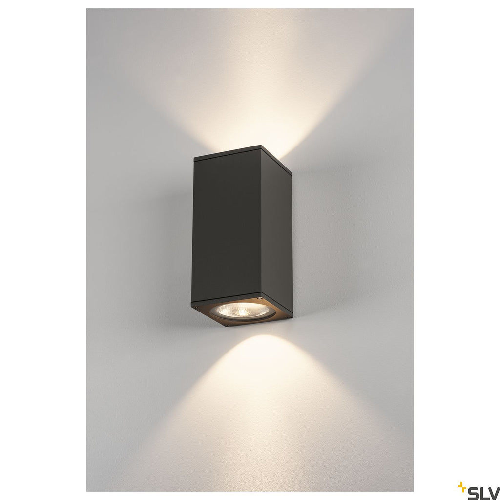 SLV BIG THEO WALL, outdoor wall light, double-headed, LED, 3000K, Flood up/down, anthracite, W/H/D 13/27.5/13.5 cm 234505