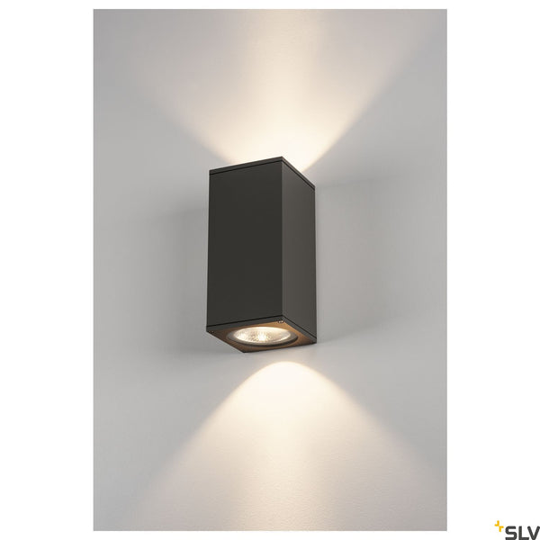 SLV BIG THEO WALL, outdoor wall light, double-headed, LED, 3000K, Flood up/down, anthracite, W/H/D 13/27.5/13.5 cm 234505