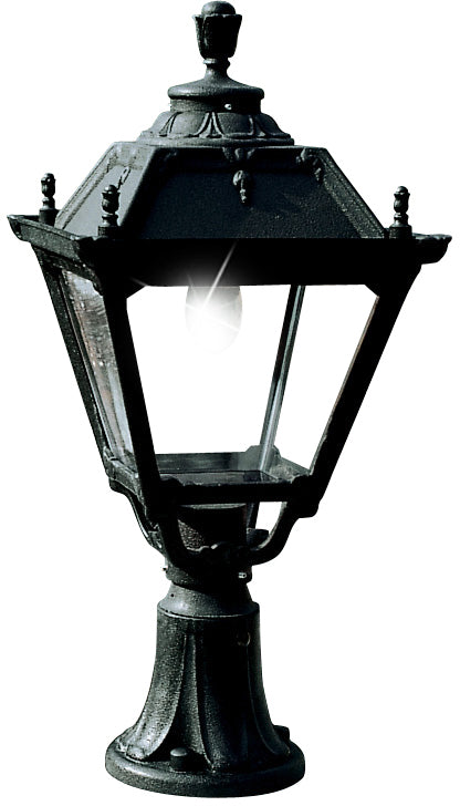 Fumagalli Asbac Tobia Lot 28W LED Opal Pedestal Lantern Bk Assembled Q35.113.AY.C4L.M