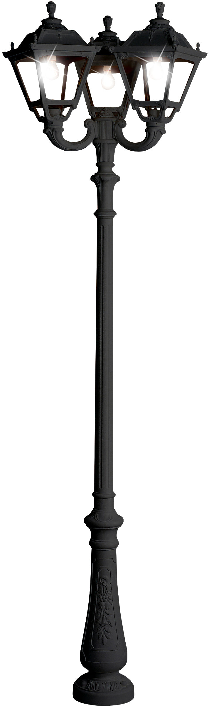 Fumagalli Asbac Tobia Nebo-Ofir 28W LED Opal Triple Head Post Bk Assembled Q35.202.R30.AY.C4L.M