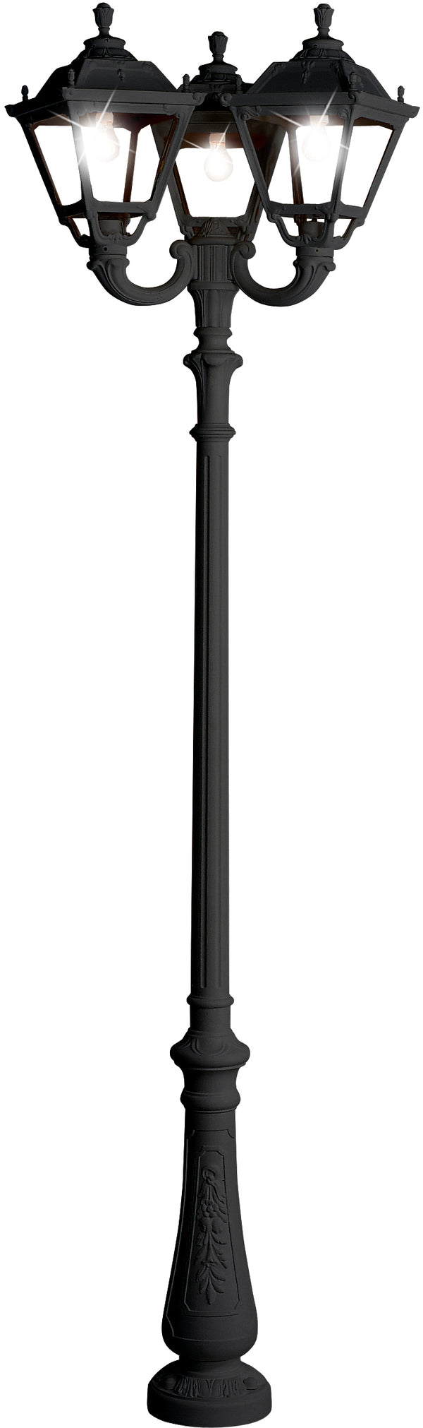 Fumagalli Asbac Tobia Nebo-Ofir 28W LED Opal Triple Head Post Bk Assembled Q35.202.R30.AY.C4L.M