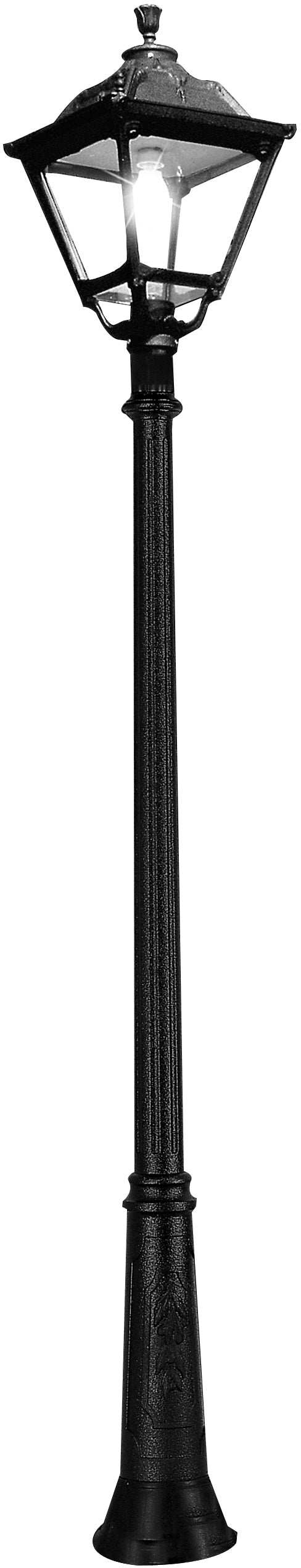 Fumagalli Asbac Tobia Ricu 40W LED Opal Post Lantern Bk Assembled Q35.157.AY.D4L.M